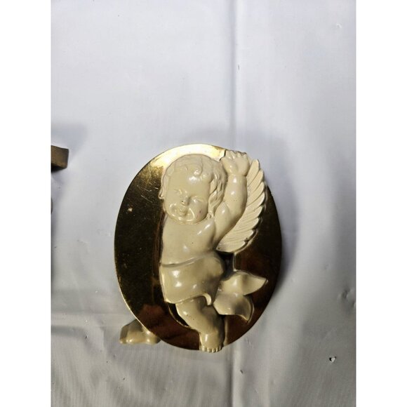 Vintage Christmas MCM Gold Plastic NOEL Cherubs Burwood Retro Cottage Core - Picture 4 of 8